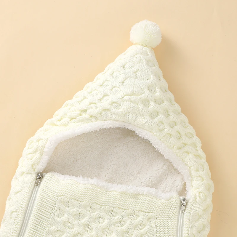 Newborn Baby Sleeping Bag Solid Knitted Infant Girl Boy Bebe Sleep Sack Fashion Zipper Toddler Stroller Warm Wrap Swaddle Winter