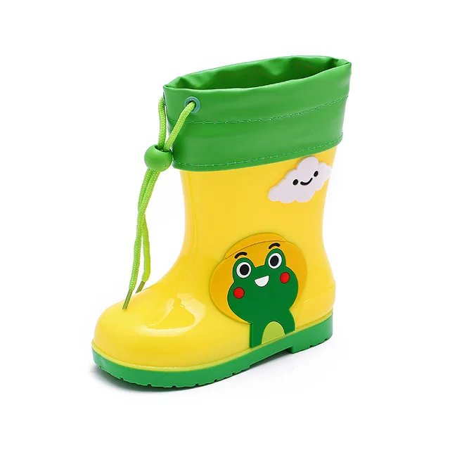 Warm and Waterproof Rainboots for Children Cute Girls Boys Removable Plush Shoe Cover Kids Shoes Outdoor Walking Shoes D03233 Yellow