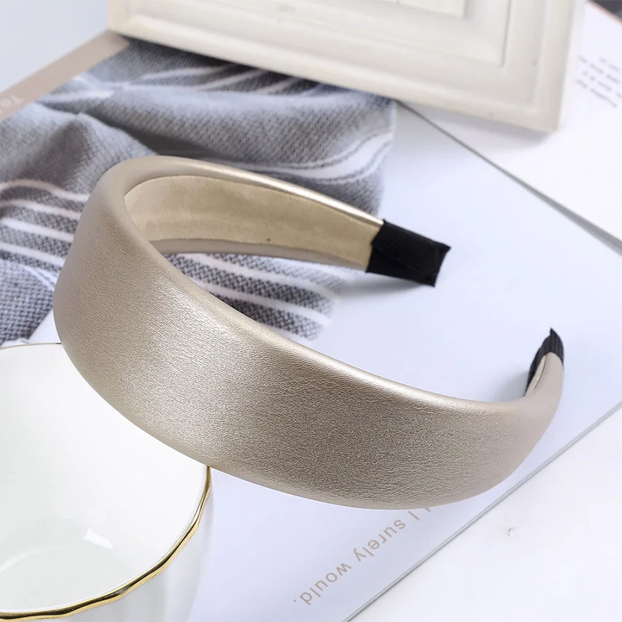 Haimeikang Fashion Satin Bezel Headband Solid Color Hair Accessories Women Autumn Winter Head Hoop Wide-brimmed Headdress