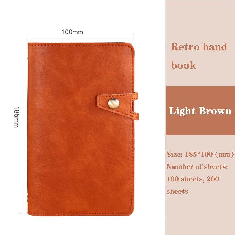 Четырехцветная мягкая кожаная сумка для путешествий в стиле ретро, может быть застегнута, утолщенная, маленькая, свежая, бизнес, блокнот, бесплатный логотип компании на заказ - Цвет: Light Brown