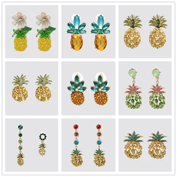 

JUJIA Pineapple Crystal Drop Dangle Earrings for Women 2020 Hot Sale Boho Rhinestone Statement Earring Fashion Jewelry Bijoux
