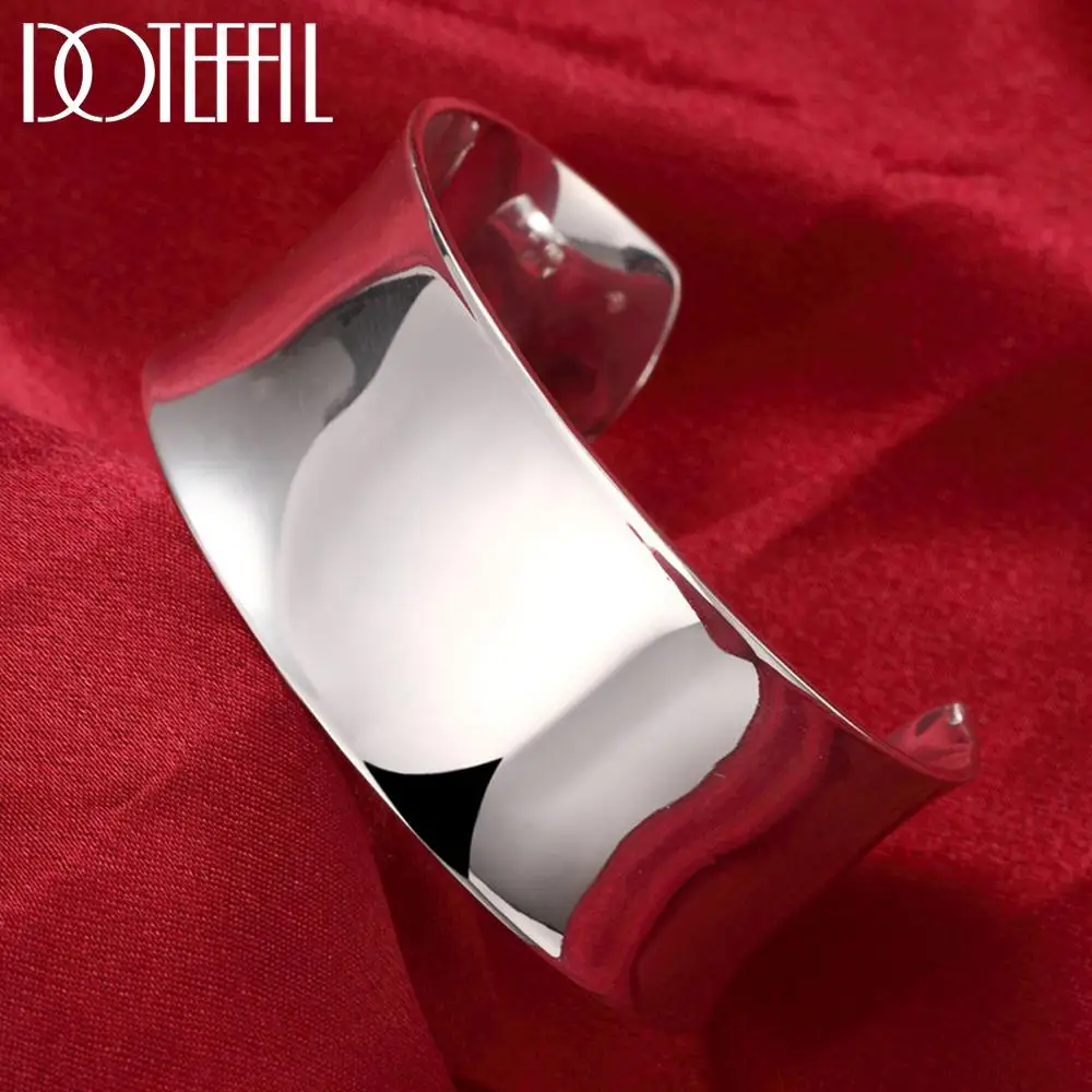 Bangle Bracelets Fashion Jewelry Engagement 925-Sterling-Silver Women Pure Smooth Christmas-Gift