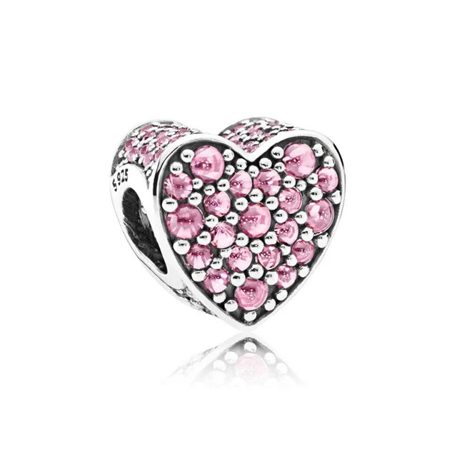 

100% 925 Sterling Silver 1:1 Authentic Dazzling Heart, Pink CZ Bracelet Original Women Jewelry 792069PCZ