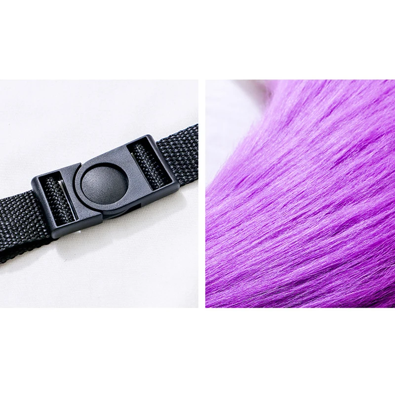 Purple Fluffy Fox Plush Tail Ears Cosplay Prop Fancy Halloween Party Costume