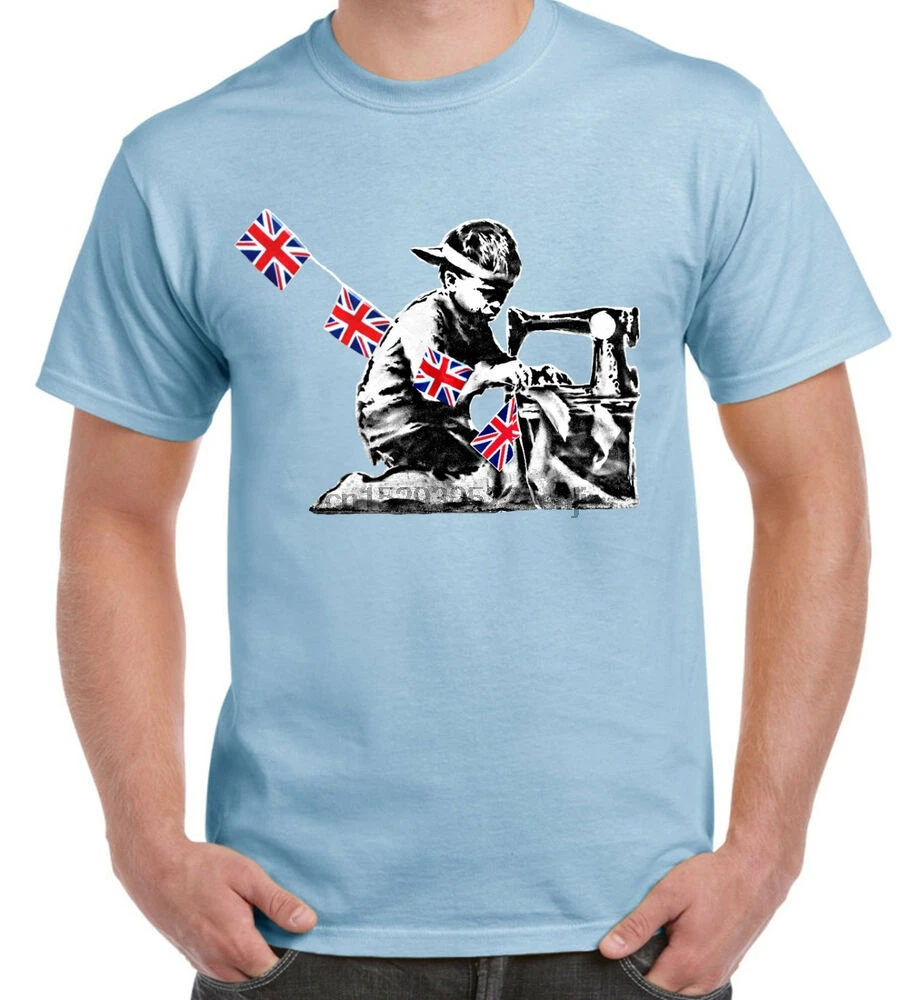 バンクシースレーブlabourミシンボーイメンズtシャツ労働落書き T Shirts Aliexpress