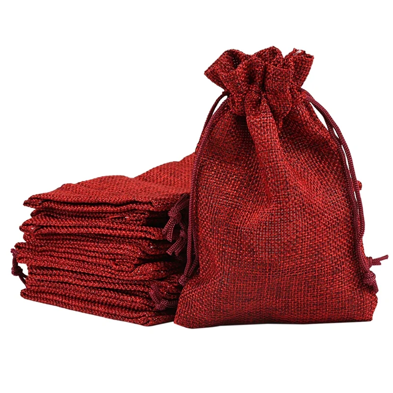 Burlap Bags Drawstring Gift Pouch Wedding Favor Bag Red 50Pcs 4X6 Inch (Red) | Дом и сад