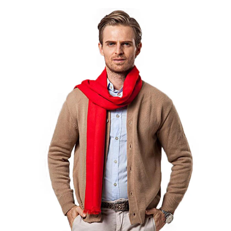 Men Red Scarf Luxury Brand Designer Style Wool Soft Cashmere Scarves Cachecol Masculino Inverno Shawl Fashion Winter Solid Color cashmere scarf