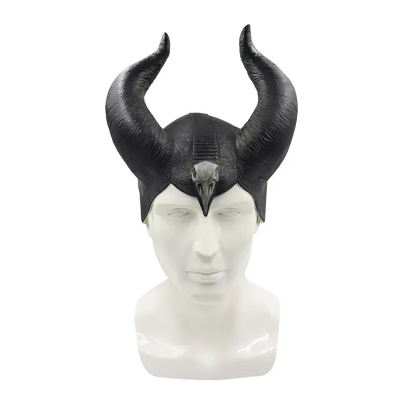Шлем Maleficent: любовница злой Косплей ведьмы рога Балаклава Черная Королева Хэллоуин головные уборы для вечеринки - Цвет: B Style