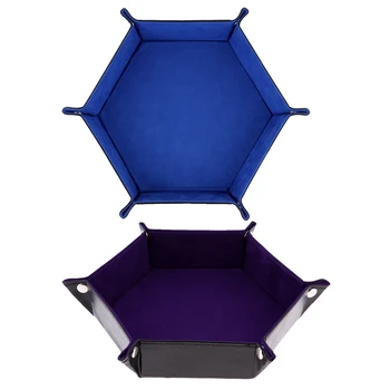 

Double Sided Dice Tray PU Leather Folding Hexagon Holder for RPG DND Games