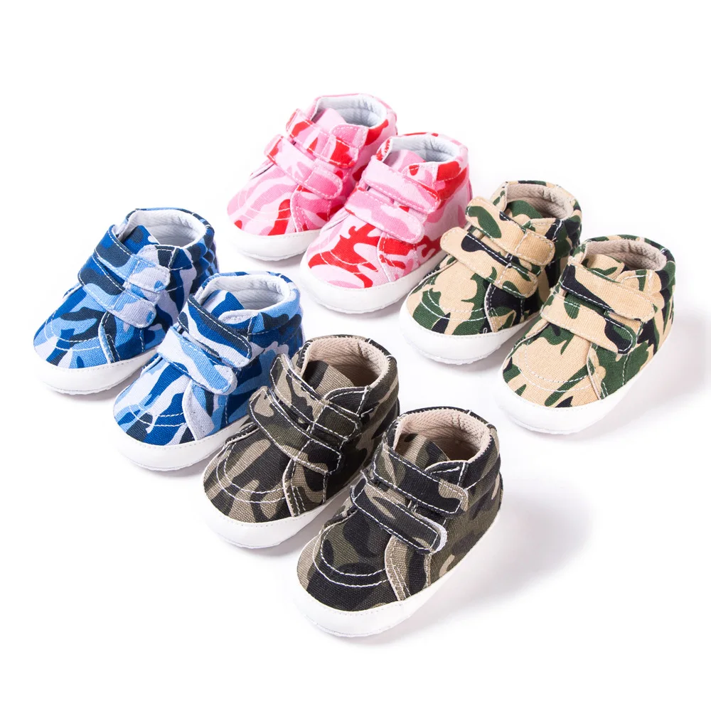 

New Baby Shoes Boys Girls Booties Todder Kids Crib Shoes Newborn Soft Sole Prewalker Infant Canvas Sneakers Camo First Walkers