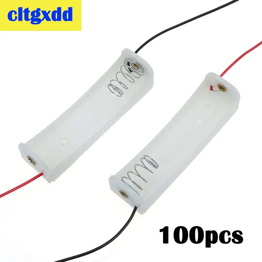 

100pcs/Lot White Plastic 1 Slots AA Size Power Battery Storage Case Box Holder With Wire Leads Battery Socket