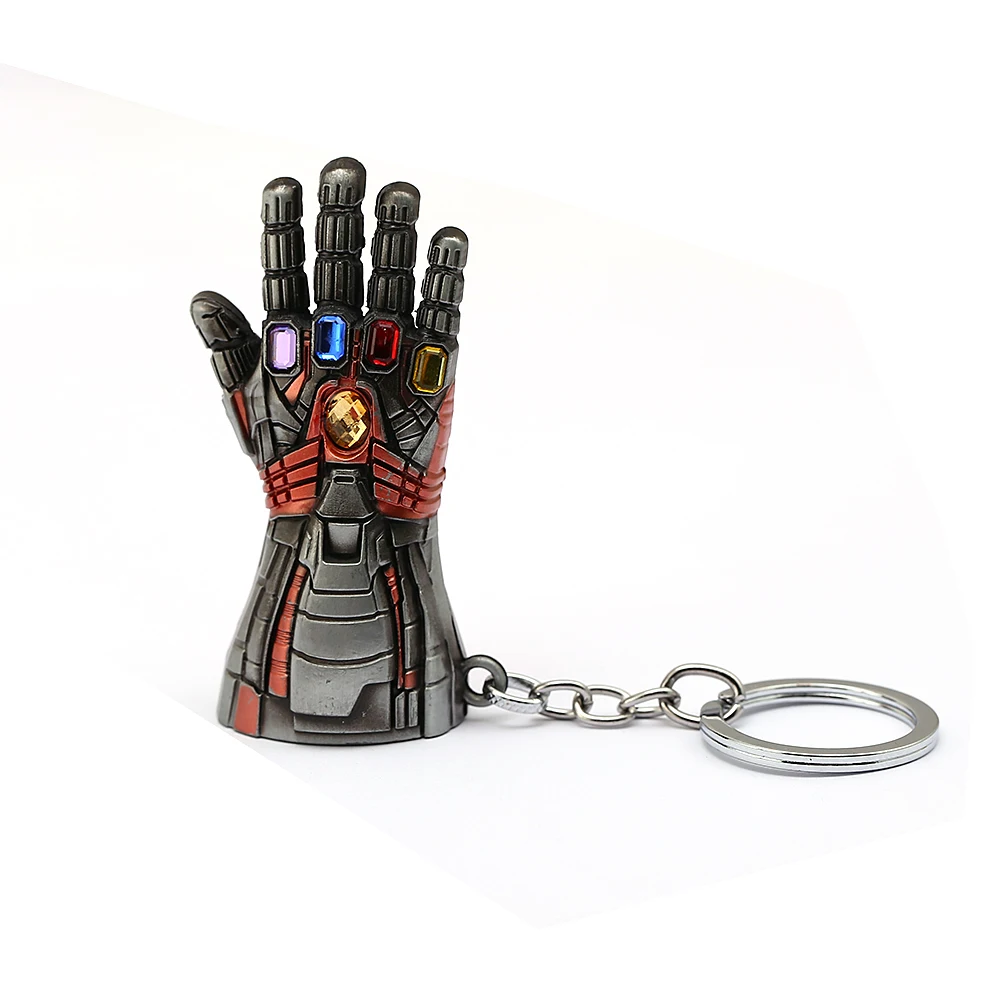 Новинка! Одежда с изображением Мстителей перчатка Халка брелок Marvel завершающей бесконечное Мощность перчатку брелки для ключей металлический кулон ювелирные изделия llaveros - Цвет: silver
