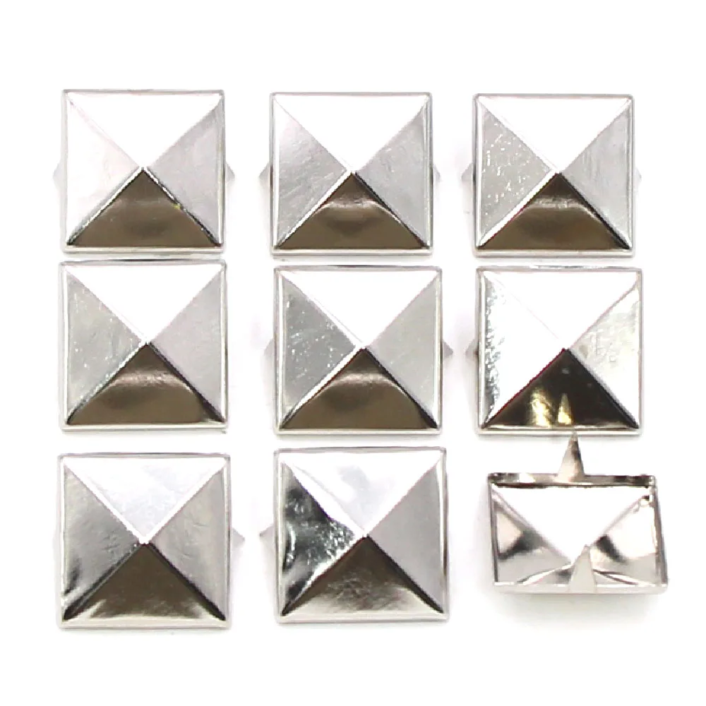Sliver Rivets 6-20mm Square Spikes 2 4 Claws Rivet Clothing With Studs Metal Leather Rivets Punk Accessories DIY 25 50 100Pcs metal rivets