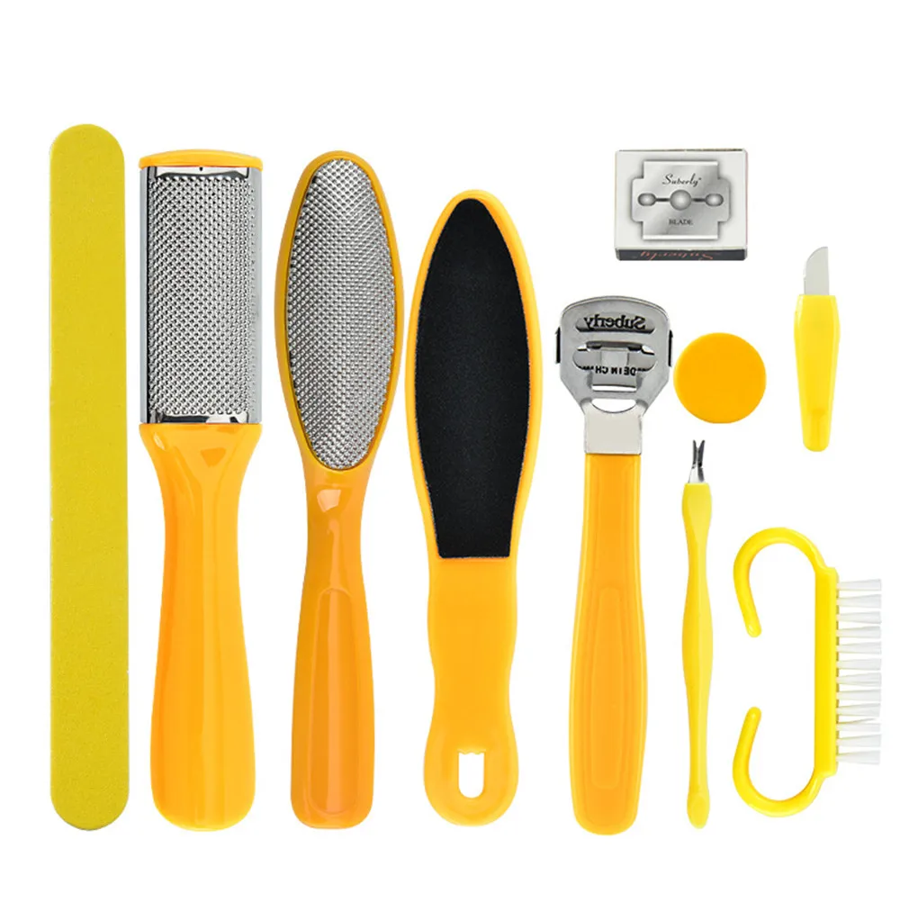 

10pcs Professional Pedicure Tool Foot Care Tool For Feet Heels Toe Cuticle Kit File Set Dead Hard Skin Callus Remover Scraper