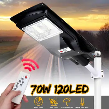 

70W Led Solar Street Wall Lamp 120Led Light+Radar Sensing+Remote Control Solar Light Waterproof Garden Fence Outdoor Lighting