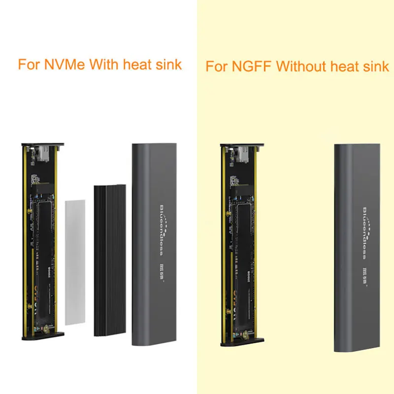 PCIE M.2 NVME GEN2 10Gbps SATA NGFF 6Gbps Case USB SSD Enclosure Type C USB 3.1 SSD Case NVME Hard Disk Enclosure HDD
