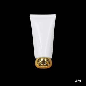 

50ml White Eye Cream Soft Squeeze Tube with Silver/Gold/White Bead Lid
