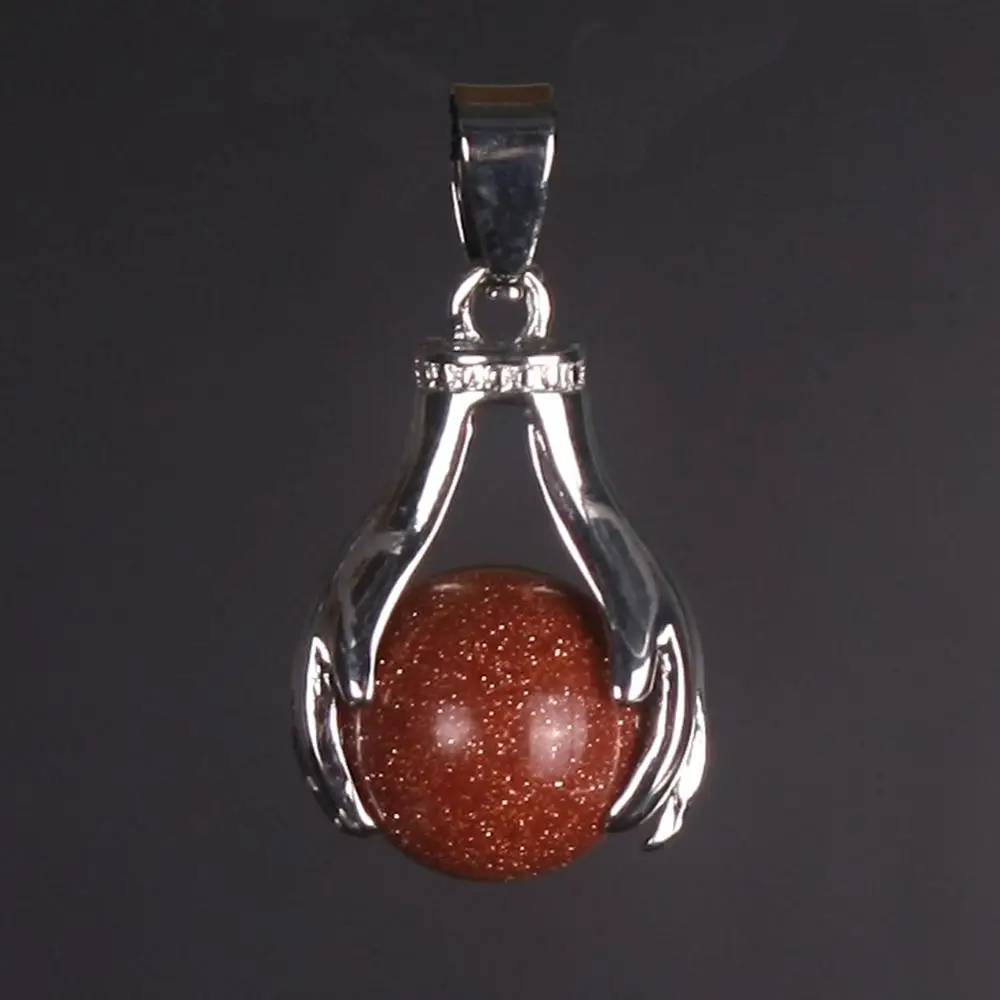 

Dropshipping Necklace Pendants Natural Gem Stone Pink Quartz Green Aventurine Golden Stone Judaism God Hand Accessories Free