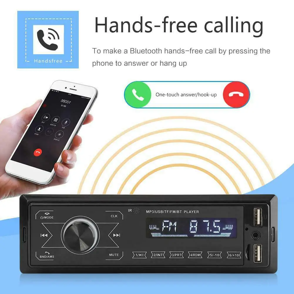 Авторадио FM Bluetooth freistrecheinrich MP3 USB/SD MMC порт 1DIN Автомобильный плеер радио может касаться кнопок
