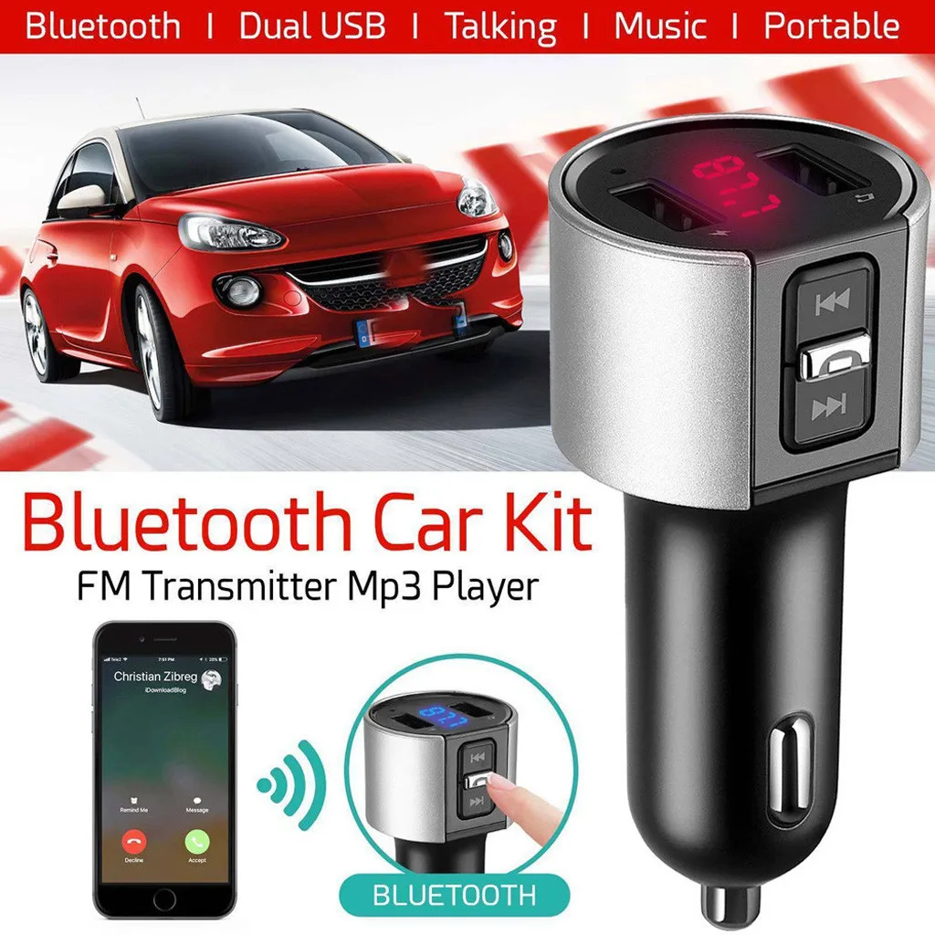 Bluetooth 4,2 MP3-плеер громкой связи автомобильный комплект fm-передатчик поддержка tf-карты U диск QC2.0 3.1A быстрое двойное USB зарядное устройство адаптер питания