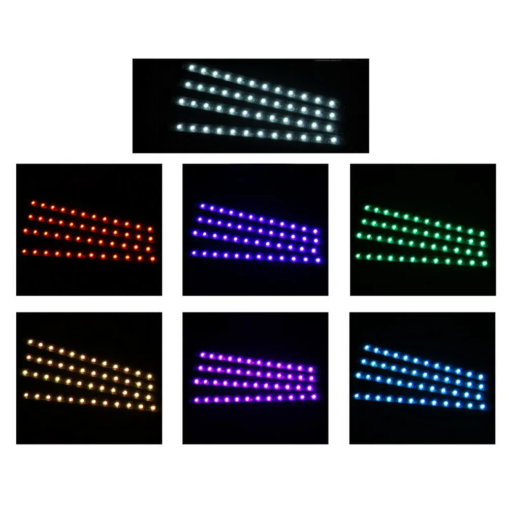 

Mayitr 4X 12 LED RGB Car Interior Footwell Atmosphere Light Strip Decoration Lamp Car Atmosphere Light Foot Light Accessories