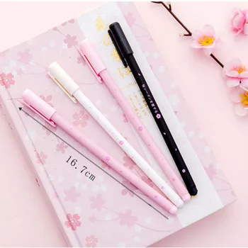 

1PC Cute Kawaii Cherry Blossom Black Ink Gel Pen 0.38mm Cartoon Plastic Gel Pens For Writing Office School Supplies Stationery