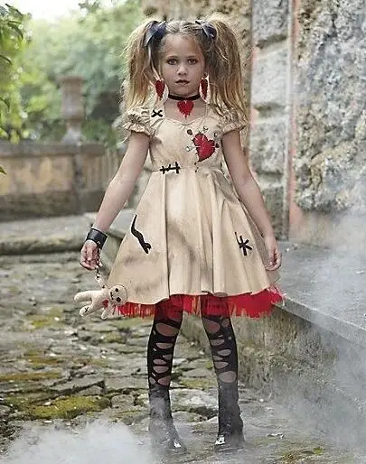 Свадебная привидение невесты Косплей Voodoo Куклы костюмы на Хэллоуин для девочек взрослых Аниме косплей девушки вампир - Цвет: children