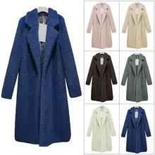 Женское пальто с длинным рукавом, теплое, с отворотом, модное, средней длины, одноцветное, для зимы, MC889