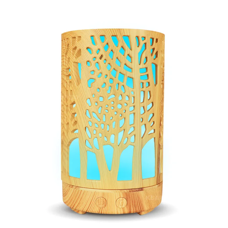 

OTOKU 100ml Air Humidifier Essential Oil Aroma Diffuser Air Purifier Hollow Cylinder with 7 Colors LED Night Light for Home