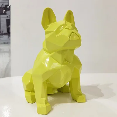 Yellow Большой размер, 13 цветов, креативная нордическая абстрактная Геометрическая статуя собаки из смолы, Современная Минималистичная скульптура французского бульдога, орнамент - Цвет: Yellow