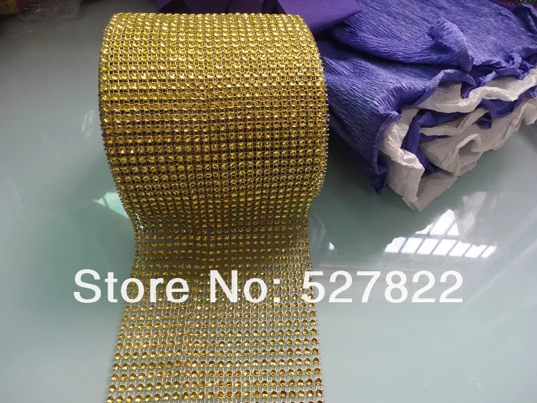 4.5x10 Yards 24 Row DIAMOND MESH WRAP ROLL SPARKLE RHINESTONE Crystal Ribbon x GoldBlackPinkSilverGoldRose Purple13.JPG