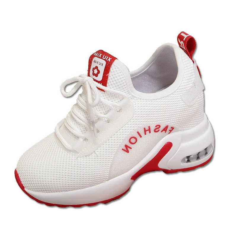 2020 Белые Черные сетчатые студенческие повседневные туфли на танкетке осенние