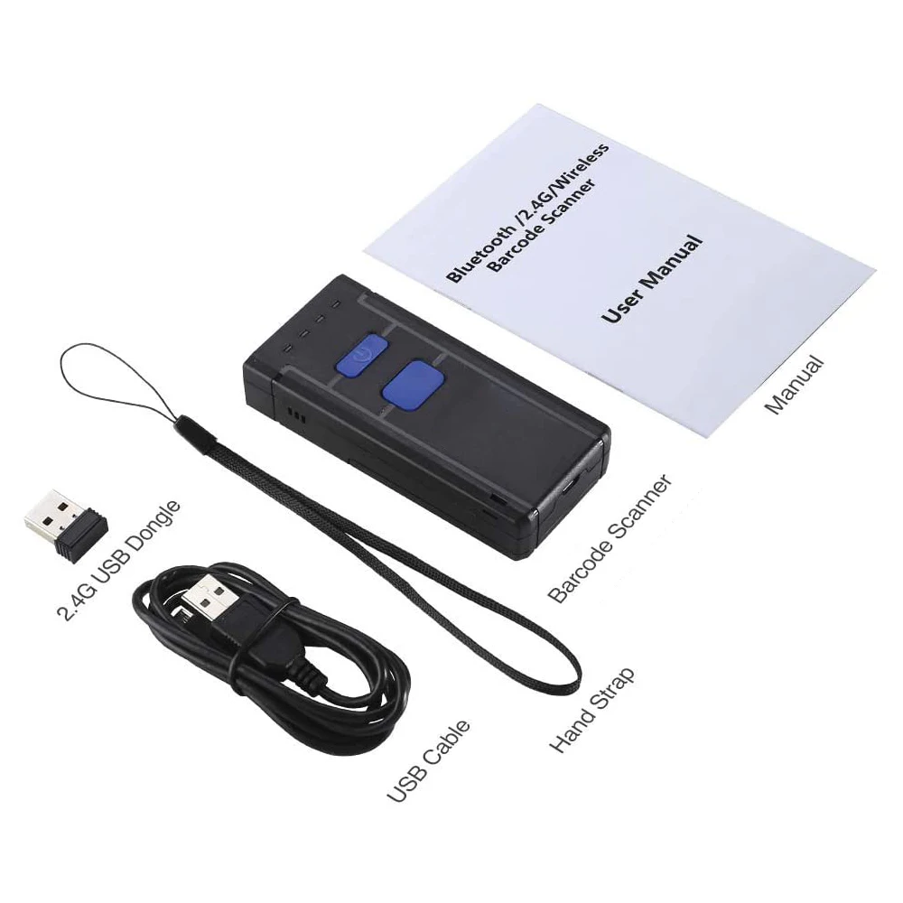 simple scanner 1D 2D Portable Mini USB 2.4G Wireless and Bluetooth 3 in 1 Bar code Scanner QR code Reader Wireless Barcode Reader USB Bluetooth best document scanner