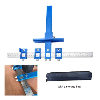 

0-250MM Punching Ruler Detachable Hole Punch Locator Jig Tool Drill Guide Sleeve for Drawer Hardware Dowel Wood Drilling Hole