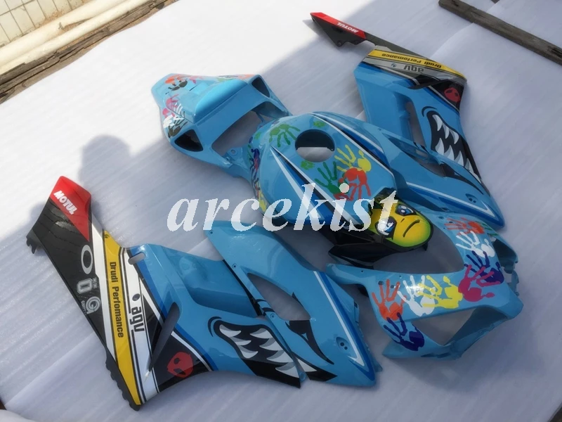 4 подарки ABS Кузов обтекатель комплект Подходит для Honda CBR1000RR 04 05 Обтекатели набор CBR 1000 RR 2004 2005 пользовательские Небесно-Голубой акула