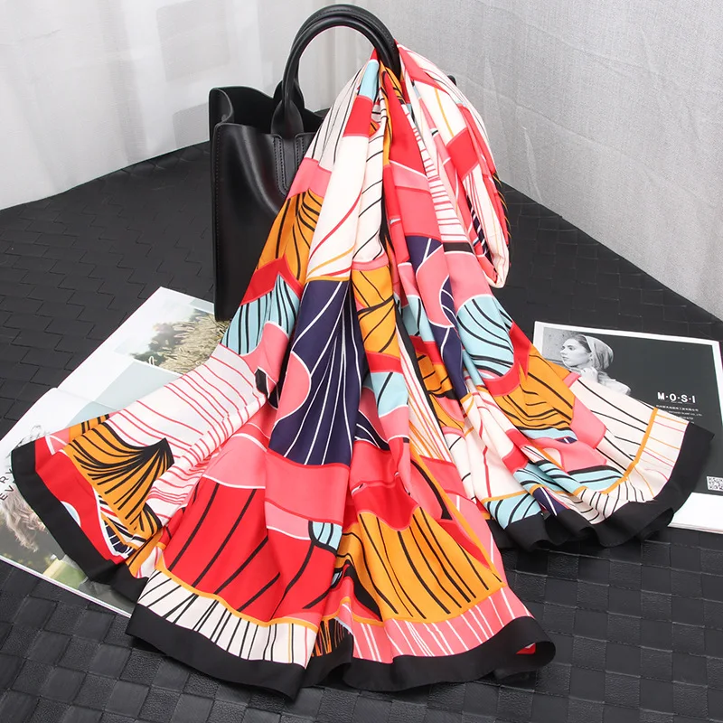

Diwish Scarf Women Rayon Silk Long Polyester Shawl Beach Towel Print Plus-size Retro Winter Accesories Fashion 2019