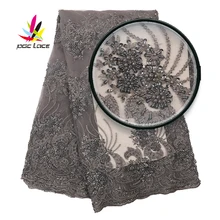 Блестящая блестящая нигерийская кружевная стильная сетчатая ткань с бисером вышивка с последовательностью ручной работы индийская французская кружевная ткань XZ2850B
