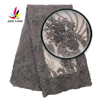 

Glitter Sequin Nigerian Lace Style Mesh Fabric with Beads Embroidery with Sequence Handmade Indian French Lace Fabric XZ2850B
