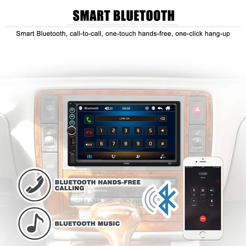 Двойной Din автомобильный стерео обновления 7 дюймов Пресс Экран автомобиль радио Mp5/4/3 плеер Fm Радио Видео Аудио Совместимость с Bluetooth с опорой