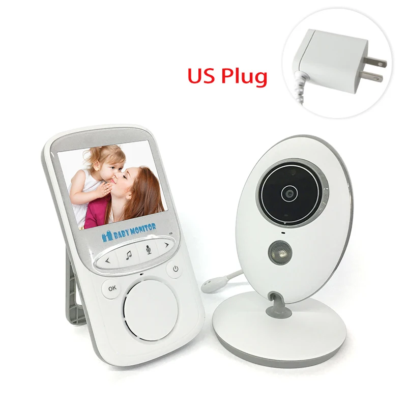US Plug 2,4 ГГц беспроводной детский фотоаппарат lcd Аудио-Видео монитор для малышей рация инфракрасное ночное видение контроль температуры колыбельные - Цвет: US Plug