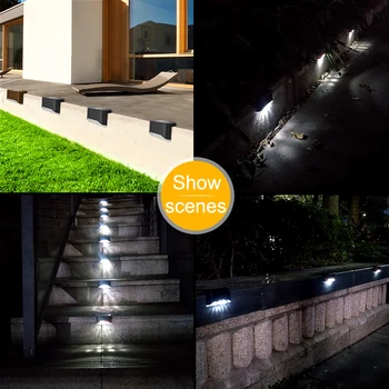 Outdoor Solar Lights Lighting for Deck Post Fence Steps or Dock Bright White LED Waterproof Wireless Solar Lamp Black and Brown 6