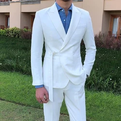 New Design Men Suits 2021 Slim Fit Groom Tuxedos Peak Lapel Groomsmen Formal Wedding Party Suits 2 Pieces Set (Blazer+Pants)