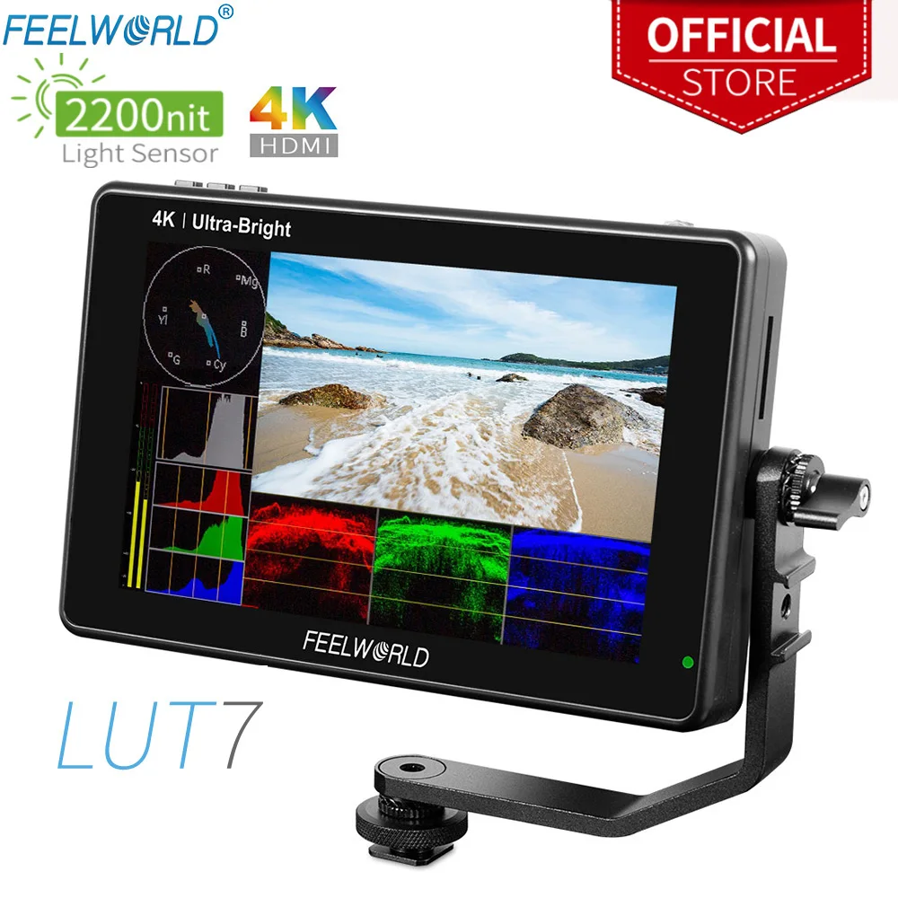 FEELWORLD LUT7 7 Inch Camera DSLR Field Monitor 3D LUT 2200nits Touch Screen  with Waveform VectorScope Focus Assist