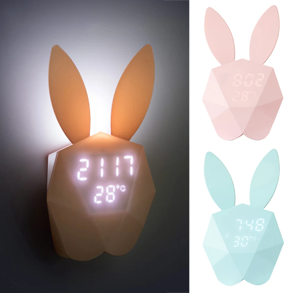 Многофункциональный светодиодный цифровой Mi Rabbit будильник акустическое управление зондирующие лампы зарядка через usb маленький ночной Светильник 5