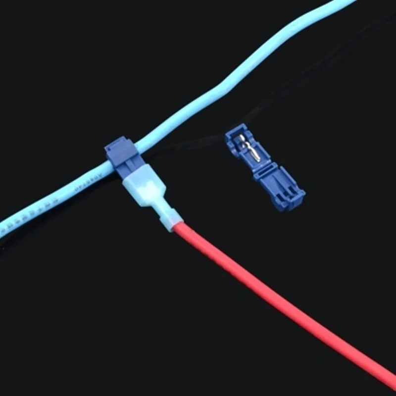 

10pcs Blue T Type wire connectors Quick Splice Crimp Terminal Wire Convenient cooper Ferrules Insulated Cord Pin End Terminal