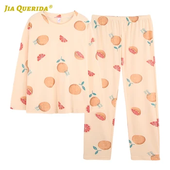 

Printing Pajamas New Soft Spring Autumn Homesuit Homeclothes Sleepwear Fashion Style Casual Pjs Woman Crew Neck Woman Clothes