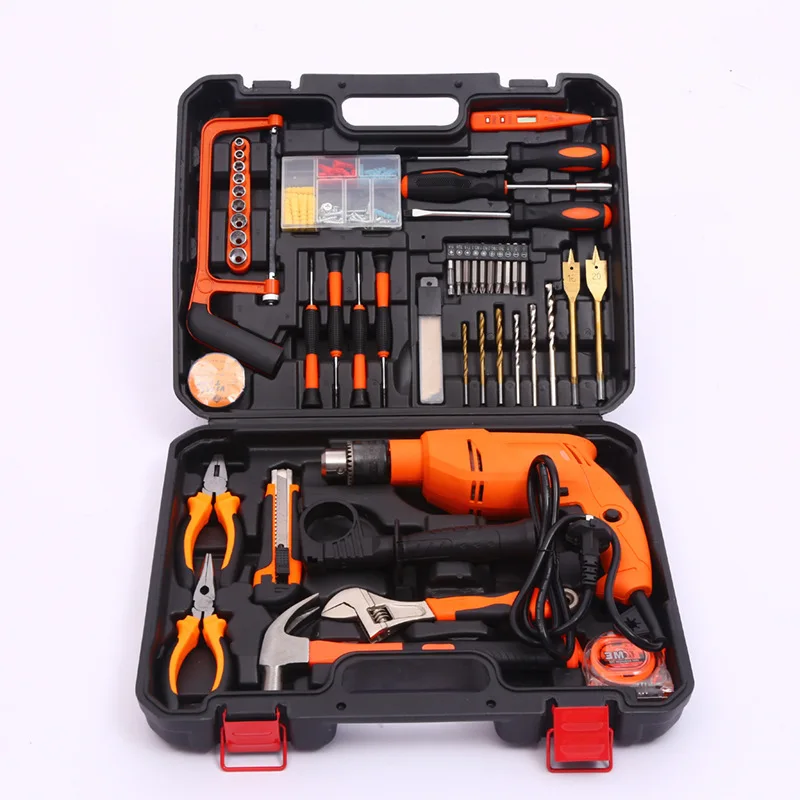 

Hand Electric Drill Turn Household Multi-functional Impact Drill Set Electric Drill Electric Small Toolbox Set Pistol Drill Cust