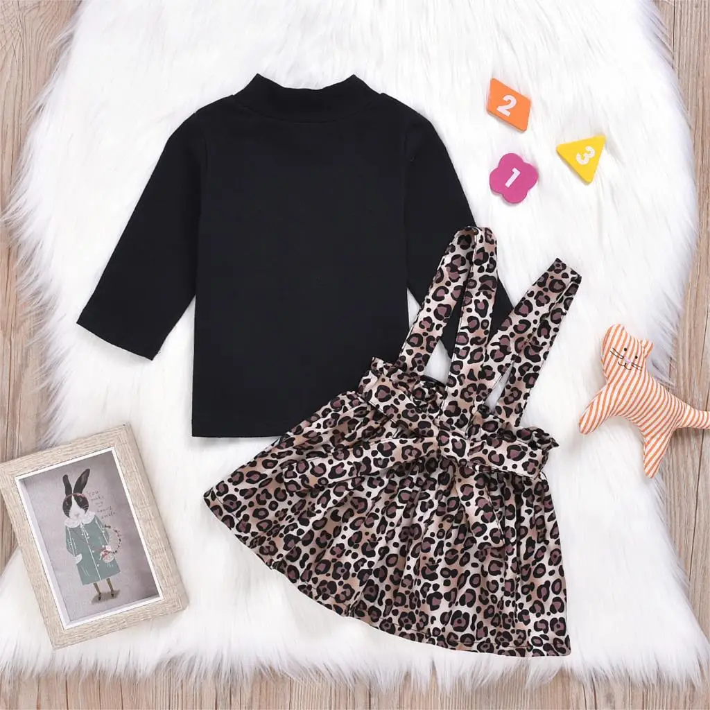 LOOZYKIT 0-4T Newborn Toddler Kid Baby Girl Clothes Set T-Shirts Tops Skirt Dress Autumn Winter Clothes Fashion Leopard Dress