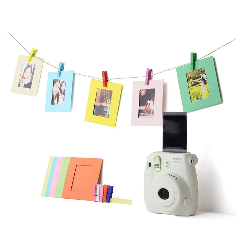 Clips y cuerdas para marco de fotos Polaroid mini7s 8 25 50s 90 26 8 + 9  marco de fotos de papel clip de hilo de color de 3 pulgadas|Clips| -  AliExpress