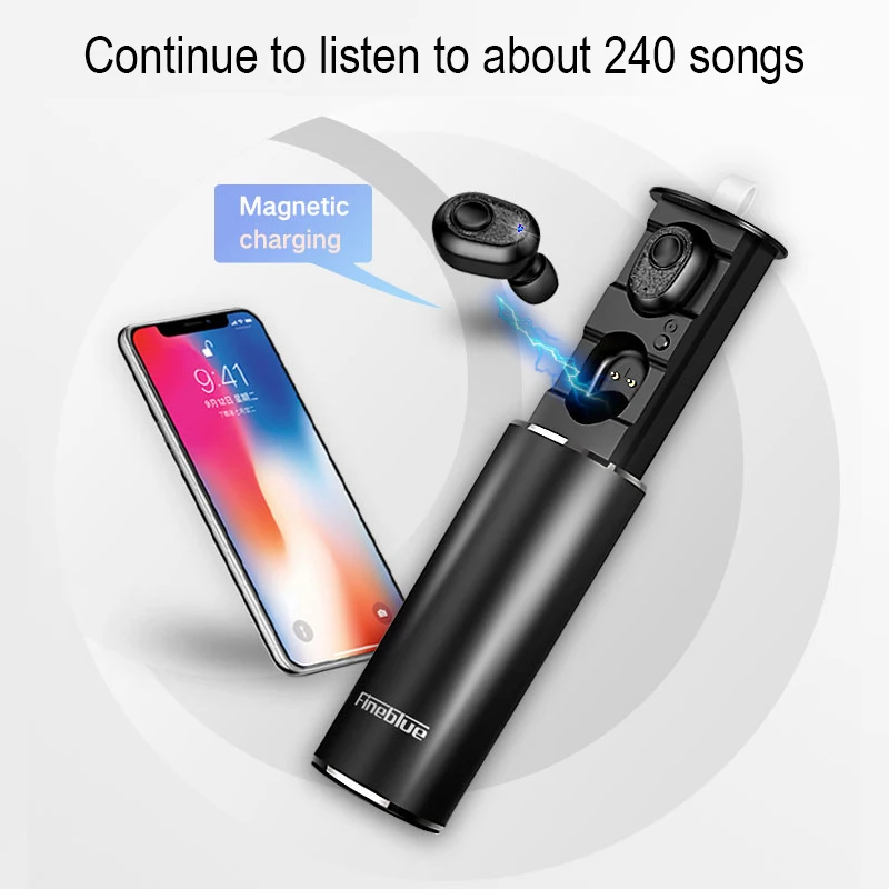 FineBlue X9 PLUS Bluetooth 5,0 наушники с двойным поясом наушники с зарядкой металлический ящик шумоподавление Спортивная Музыкальная гарнитура Handfree AT